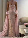 Prom Dresses Extravagant Long Strapless Corset Formal Dress with Crystal