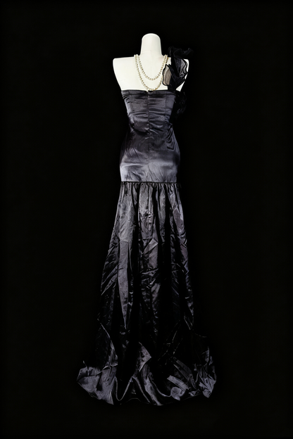 girlhomeshops-Grey Delicate Beaded Long Satin Prom Dress gh6283