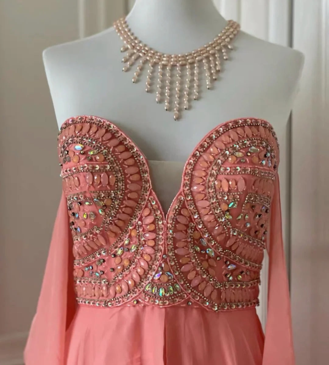 ✨Pink Fantasy Greek Goddess Long Chiffon Ball Gown Evening Gown gh4269