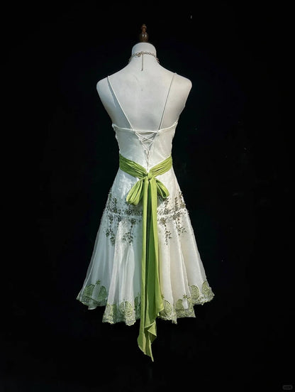Light Green Spring Summer New Style Retro Fashion Elegant Exquisite Rhinestone Beads Floral Short Tulle Homecoming Dress Birthday Party Dress Prom Dress Evening Dress Prom Dress gh3861