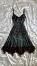 Vintage Dark Green Beaded Embroidery Prom Dress Sheath V-neck Evening Dress Formal Dress TP4685