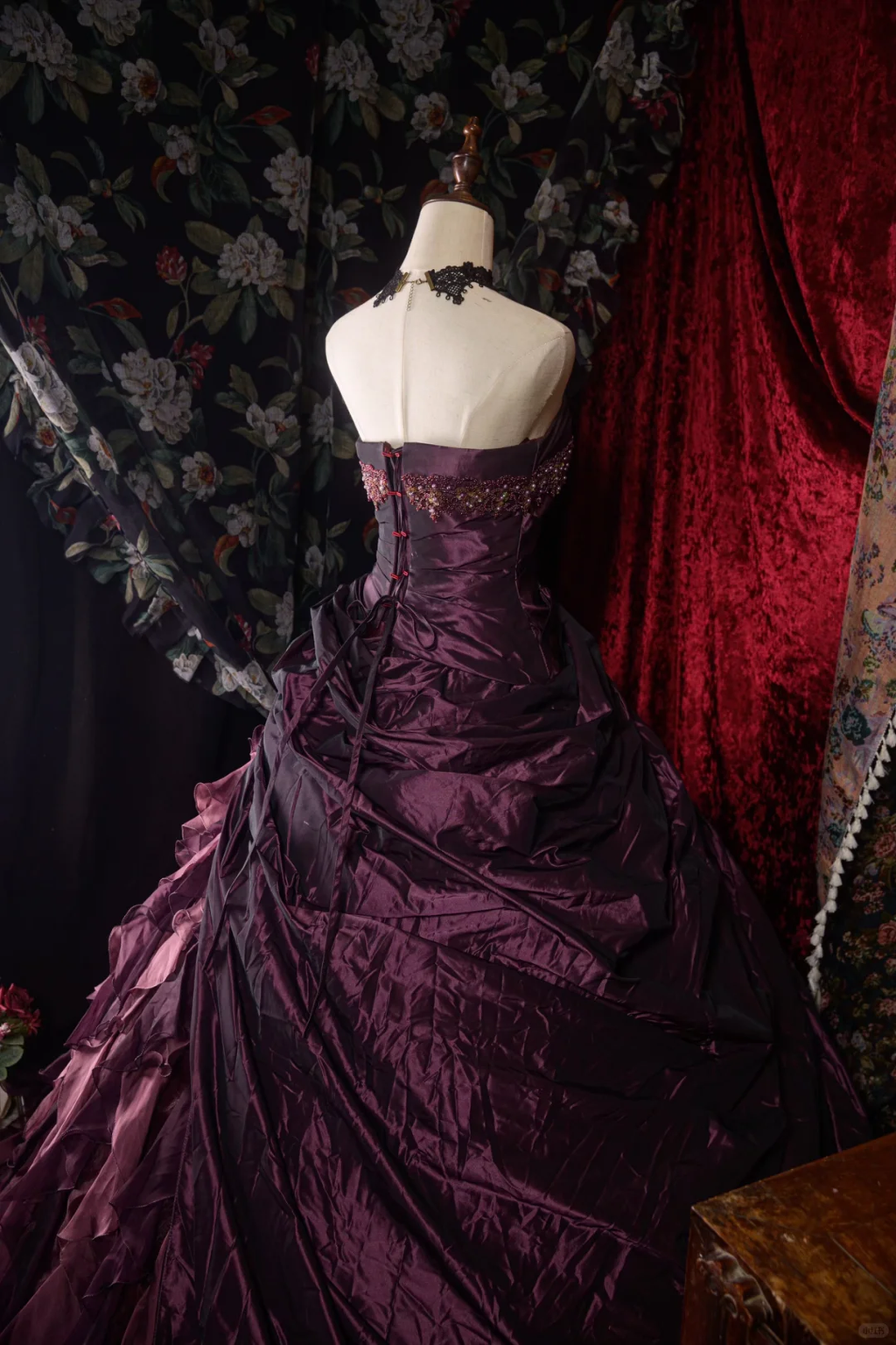 Glamorous Purple Sweetheart Strapless Satin Beaded Ruffled Sweet 15 Quinceanera Ball Gown TP5433