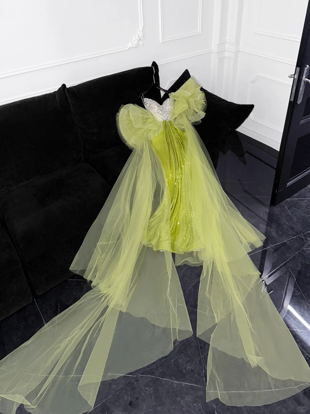 Sparkling Green Sequined Design Elegant Mermaid Prom Dress Evening Dress TP4214