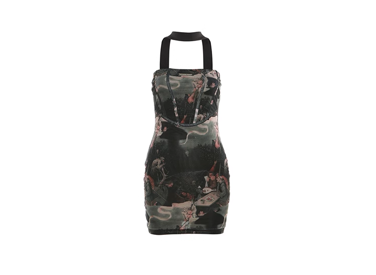 New Fashion Painting Pattern Design Sense Halter Dress TP2925