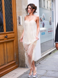 Fashion Beige Strapless Design A-line Tulle Women Dress TP3873