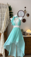 Retro Blue-green Applique Design A-line Chiffon Elegant Homecoming Dress Birthday Dress Party Dress TP4175