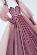 Classy Long Sleeve Dress Party Outfit A Line Tulle Prom Gown