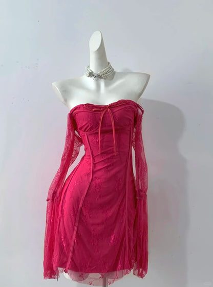 Pink Homecoming Dress Short Lace Prom Dress Evening Dress Party Dress gh4480