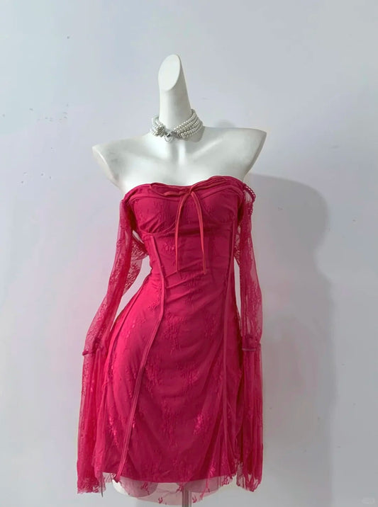 Pink Homecoming Dress Short Lace Prom Dress Evening Dress Party Dress gh4480