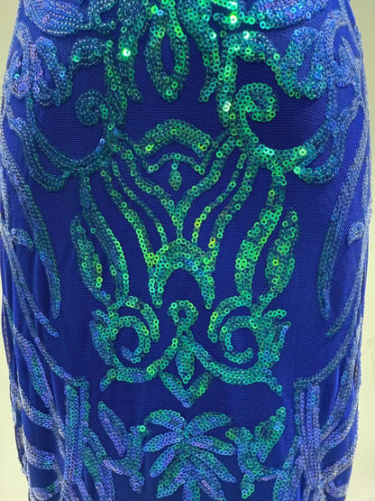 Girlhomeshops-Blue shiny fashion sequins long prom dress birthday party dress gh5420