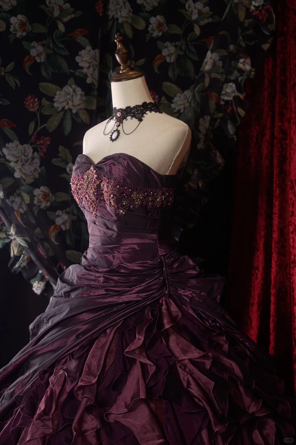 Glamorous Purple Sweetheart Strapless Satin Beaded Ruffled Sweet 15 Quinceanera Ball Gown TP5433