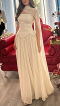 A-line Chiffon Evening Dress Dramatic Attached Chiffon Cape