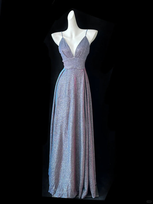 Purple Fashion Shiny Elegant Spaghetti Strap Floor Length Long Sequined Ball Gown Evening Dress Party Dress Prom Dress gh3743