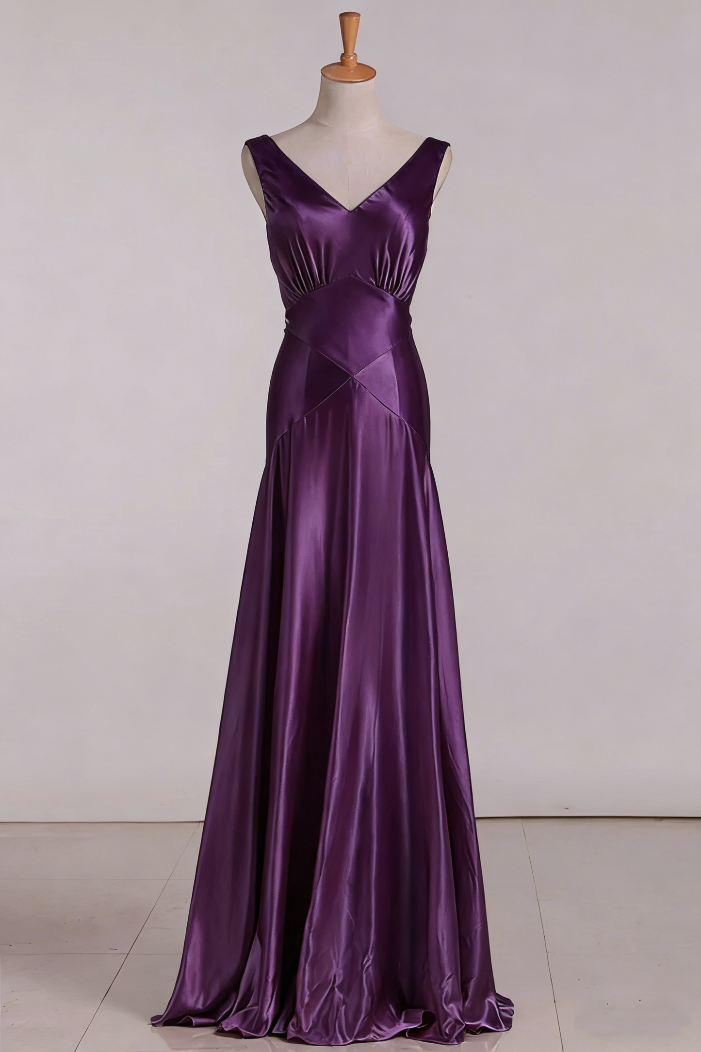 Vintage Mermaid V Neckline Pink Satin Long Prom Dresses Party Evening Dress P2456