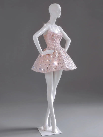 Girlhomeshops-Pink Exquisite Beading Fashion Short Satin Homecoming Dress Birthday Party Dress gh5413