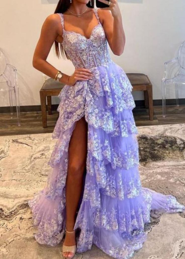 A-Line Sweetheart Neck Tulle Sequin Navy Blue Long Prom Dress P631