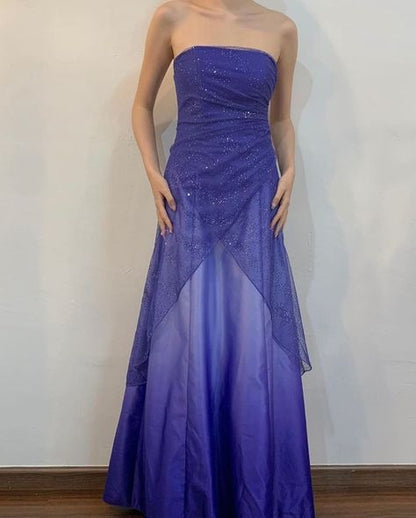 Girlhomeshops--Purple shiny fashion gradient tube top long floor-length ball gown graduation dress gh5514