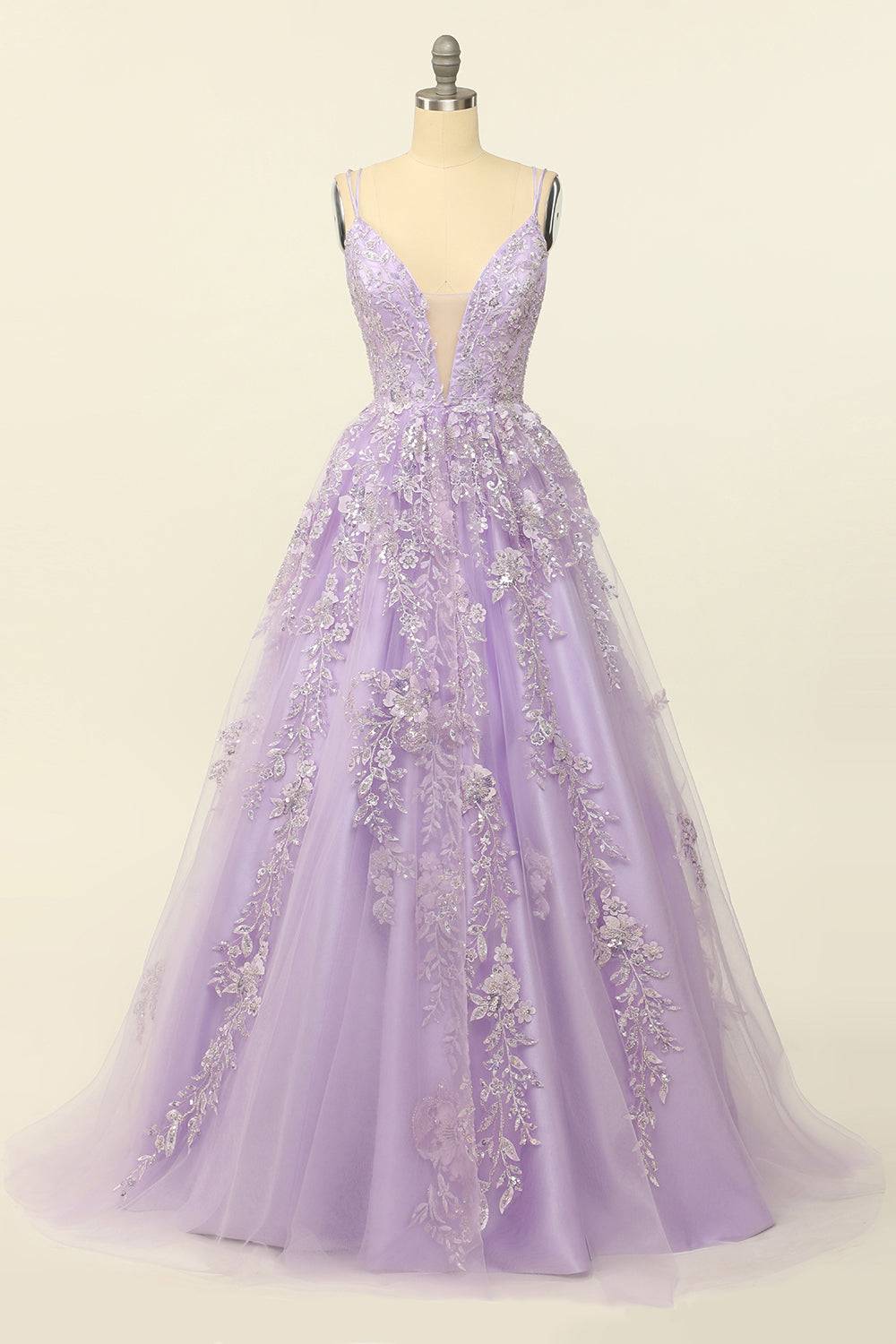 Lace A-Line Empire V-Neck Sleeveless Prom Party Dress