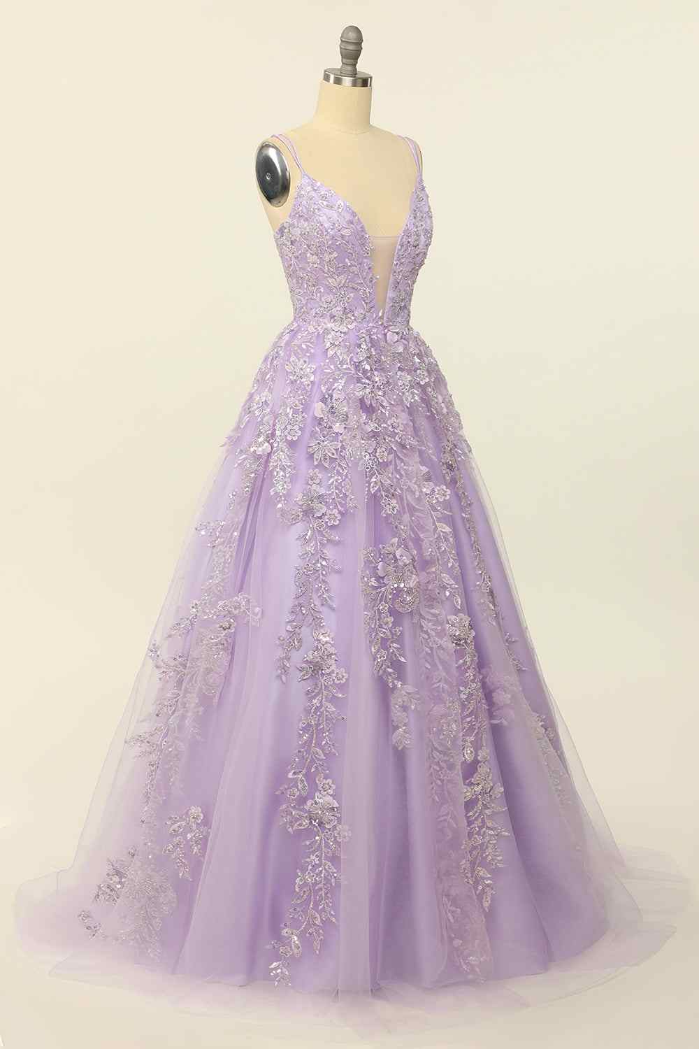 Lace A-Line Empire V-Neck Sleeveless Prom Party Dress