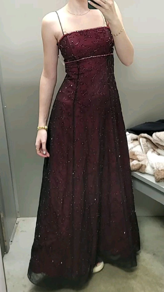 girlhomeshops-New Retro Floral Dress, Burgundy Dress gh6124
