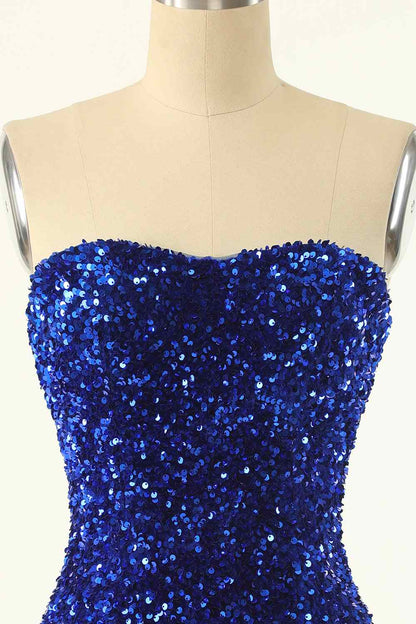 Sheath Strapless Sequins Mini Homecoming Dress