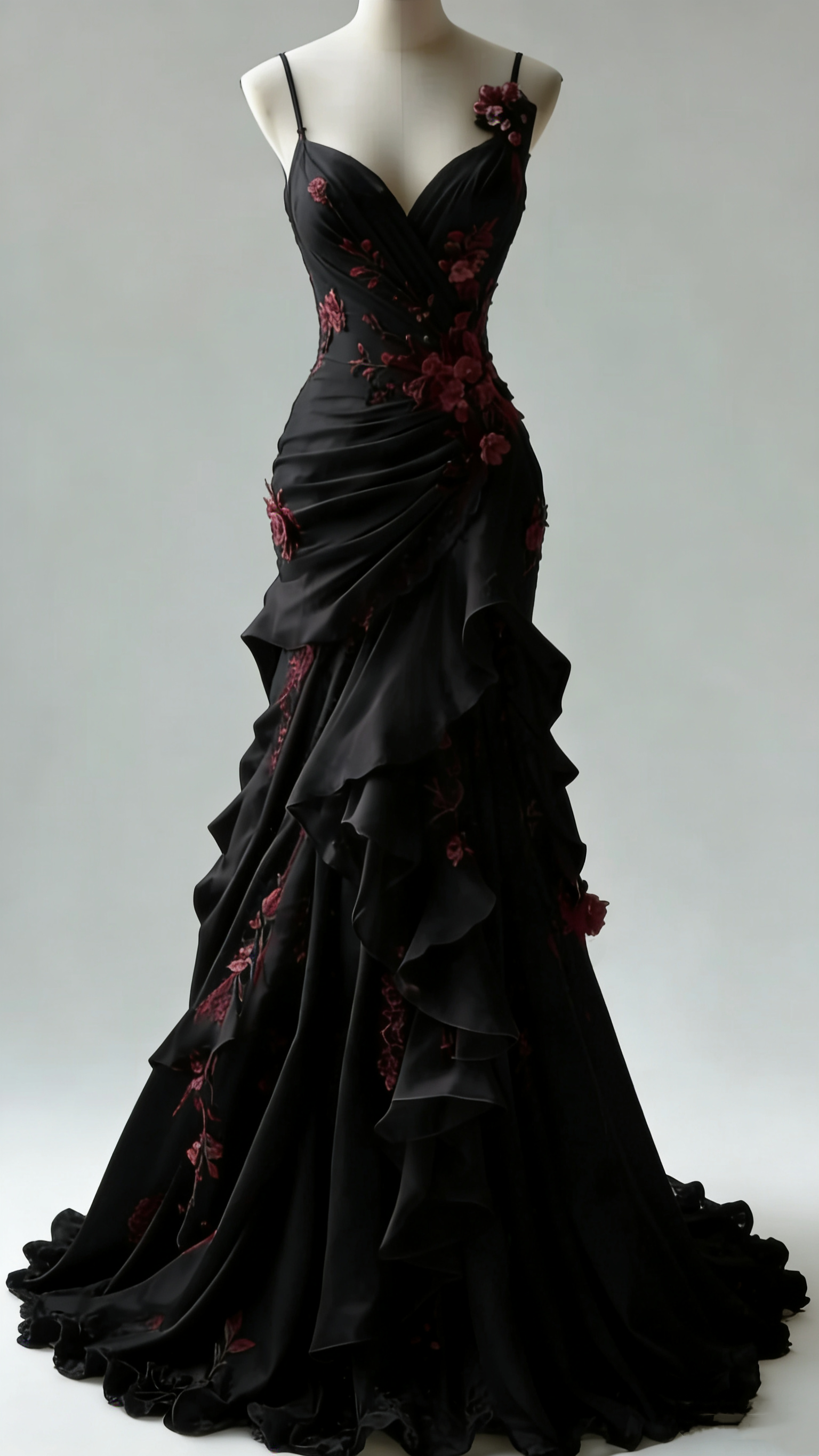 Dark Romantic Style Spaghetti-Strap Mermaid Gown - Dinner & Gothic Theme Party Dress gh6558