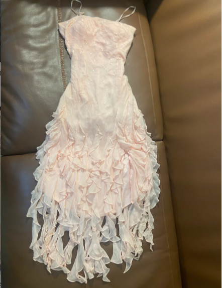 Beautiful Pink Spaghetti Strap Asymmetrical Beaded Chiffon Long Prom Dress Birthday Dress P4787