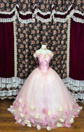 Elegant 3D Flowers Off-the-shoulder Sweet 16 Quinceanera Strapless A-Line Floor-length Prom Dress Evening Dress Ball Gown TP4388