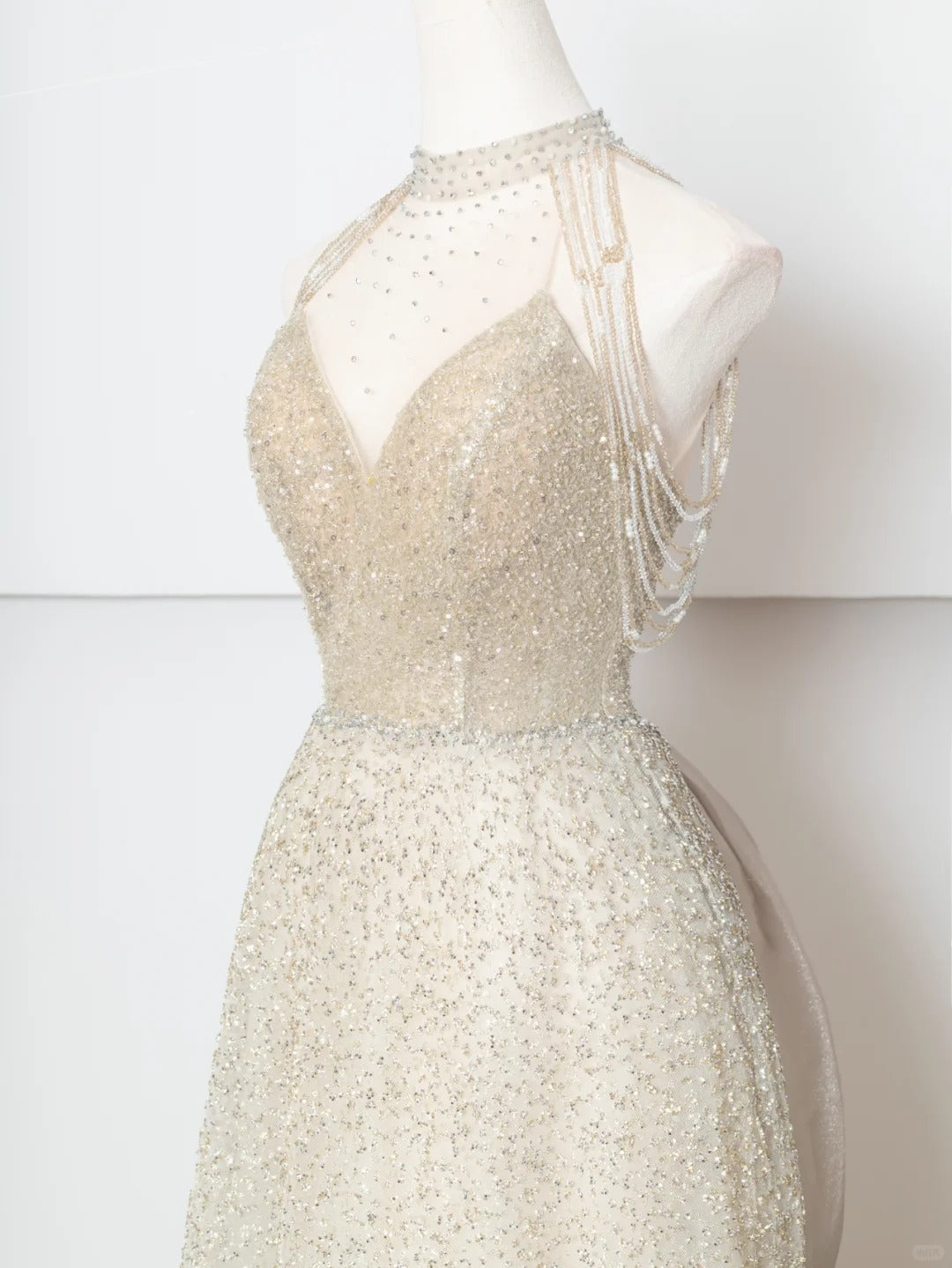 Champagne gold shining elegant tulle long prom dress evening dress party dress gh4870