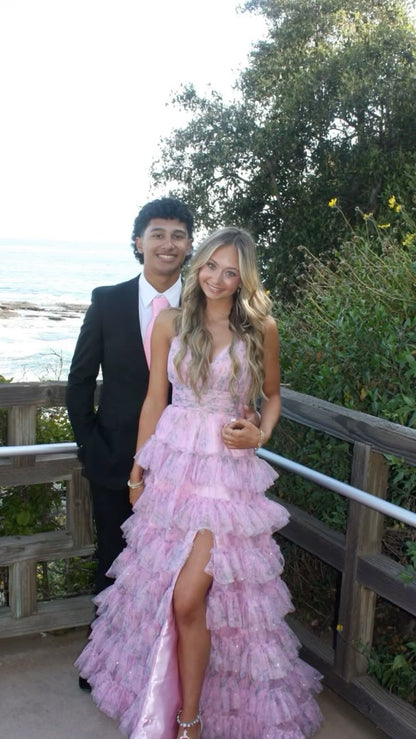 Pink Sweet Stylish Elegant Long Tulle Layered Prom Dress Evening Gown Prom Dress Graduation Gown gh3794