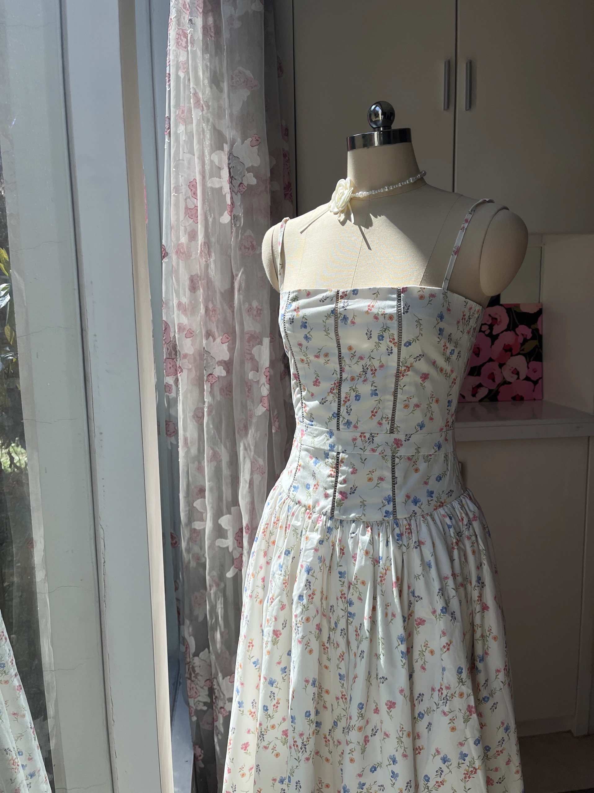 Chic Floral A-Line Spaghetti Strap Long Party Dress TP4923
