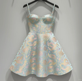Cute Floral Sweetheart Spaghetti Strap Design Satin Party Dress Homecoming Dress TP4240