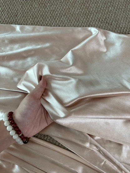 Elegant Champagne Mermaid Trailing Strapless Satin Long Prom Dress Evening Dress P4081
