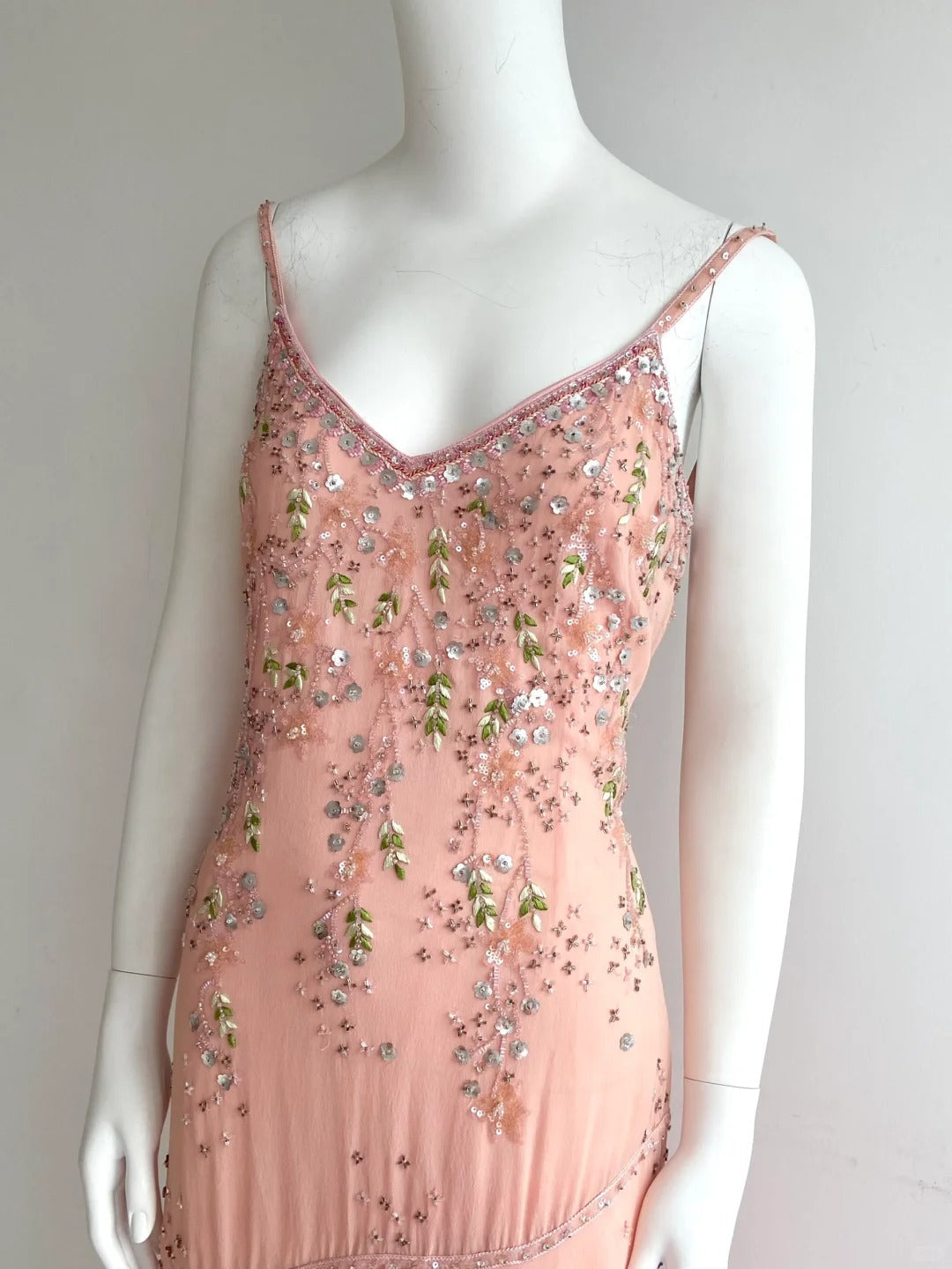 Beautiful Pink Spaghetti Strap Beaded Irregular Chiffon Prom Dress Birthday Dress P4847