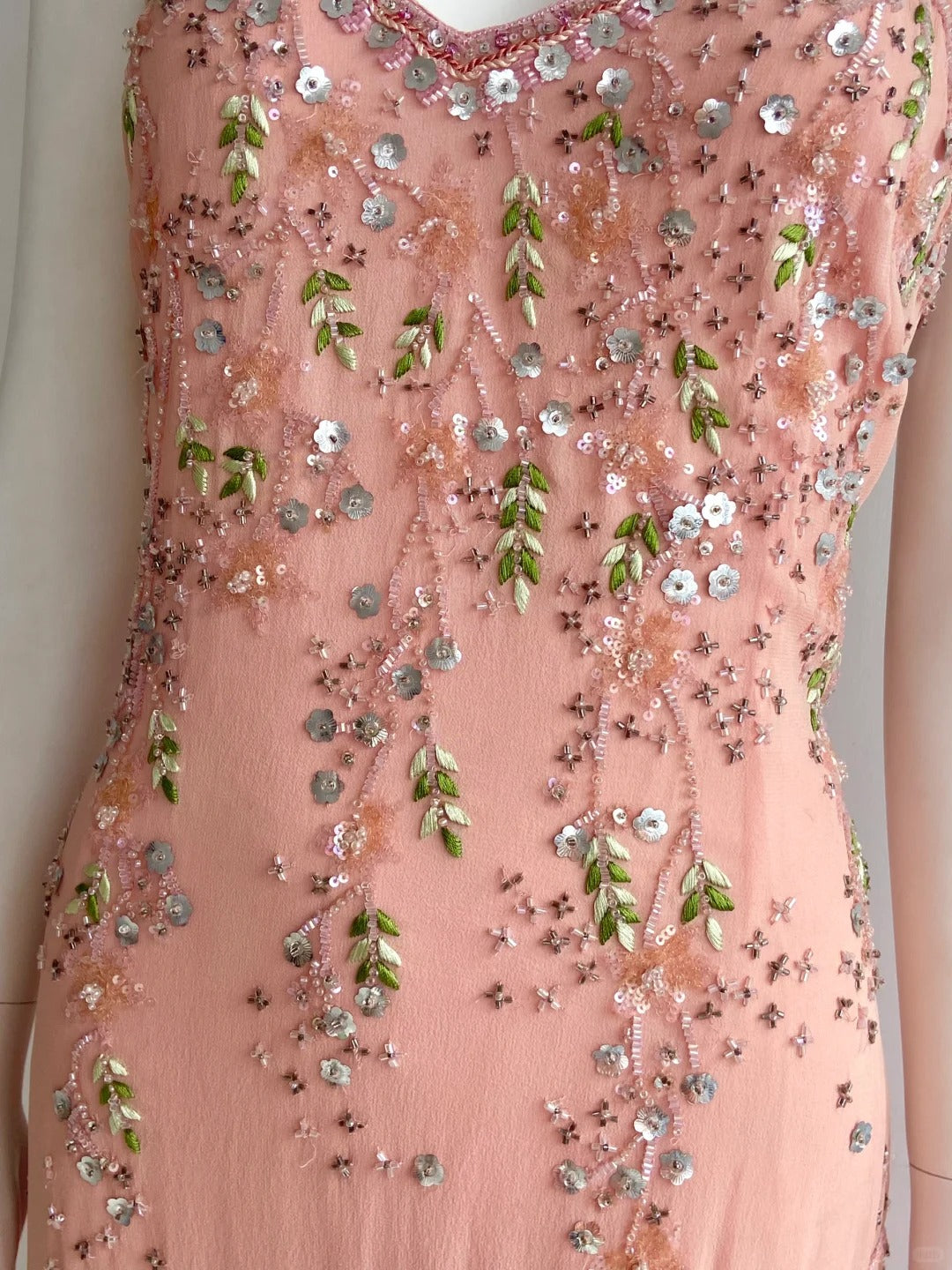 Beautiful Pink Spaghetti Strap Beaded Irregular Chiffon Prom Dress Birthday Dress P4847