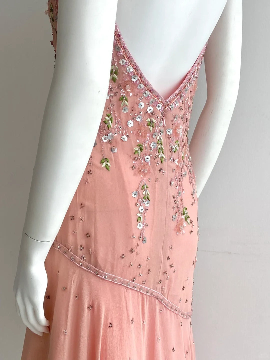 Beautiful Pink Spaghetti Strap Beaded Irregular Chiffon Prom Dress Birthday Dress P4847