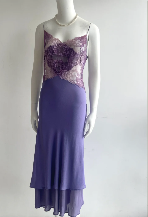 Sexy Purple Spaghetti Strap Lace Mermaid Chiffon Prom Dress Evening Dress P4849