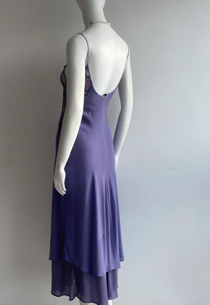 Sexy Purple Spaghetti Strap Lace Mermaid Chiffon Prom Dress Evening Dress P4849