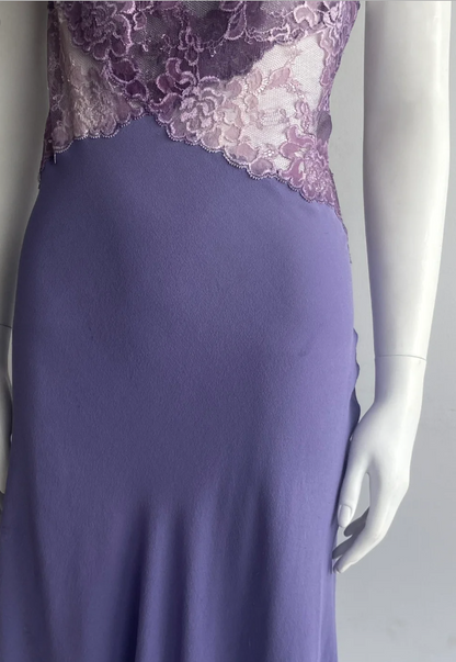 Sexy Purple Spaghetti Strap Lace Mermaid Chiffon Prom Dress Evening Dress P4849