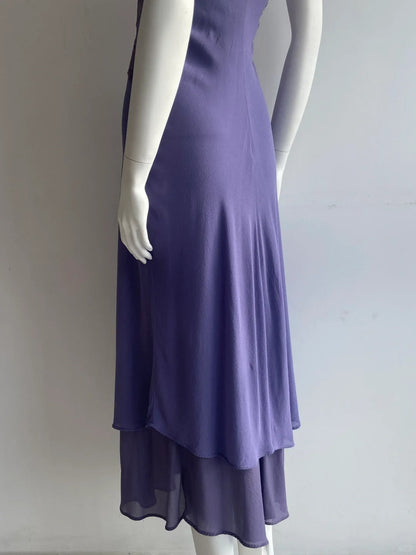 Sexy Purple Spaghetti Strap Lace Mermaid Chiffon Prom Dress Evening Dress P4849