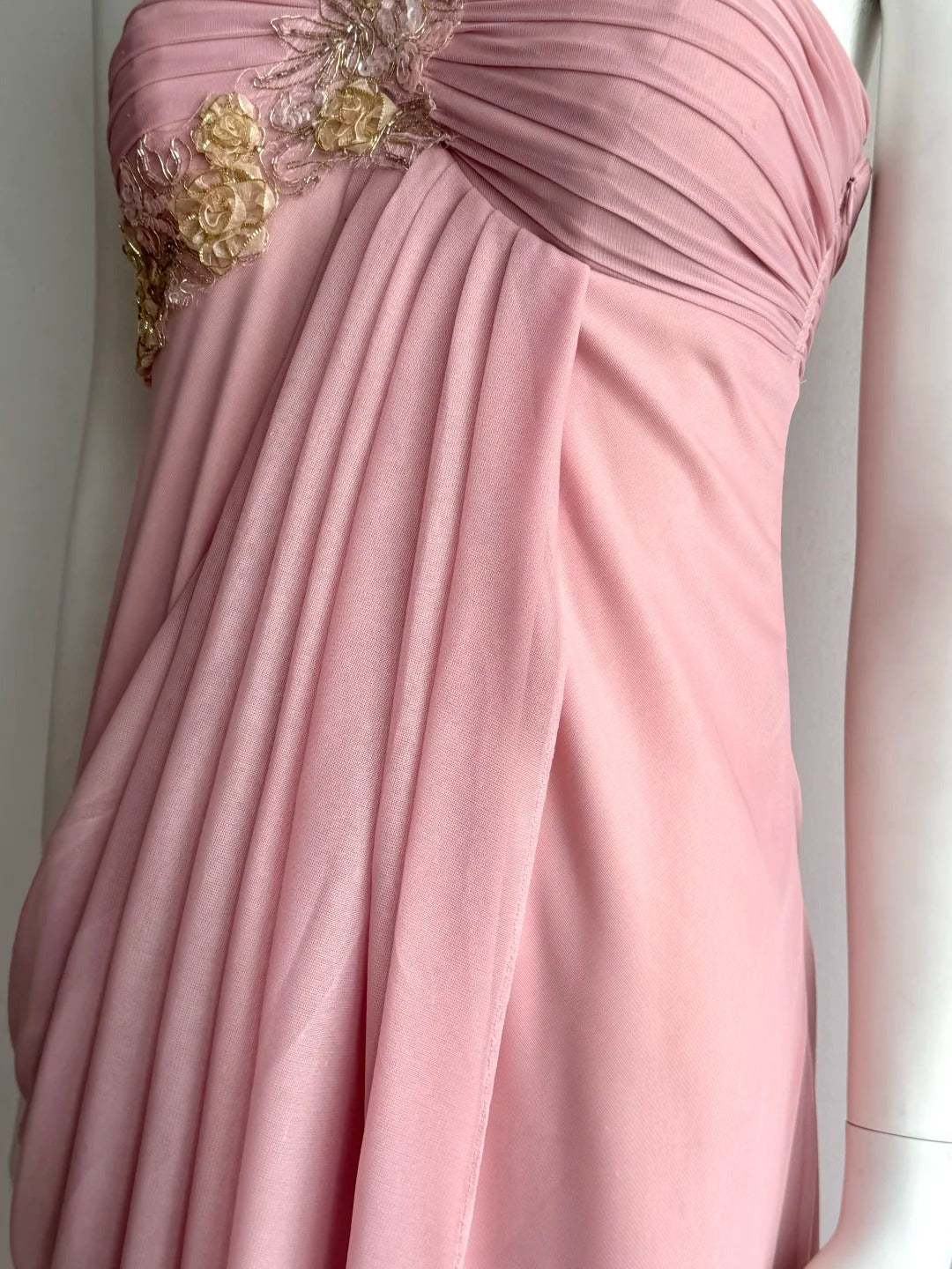 Elegant Pink One Shoulder Ruched Chiffon Long Prom Dress Evening Dress P4850