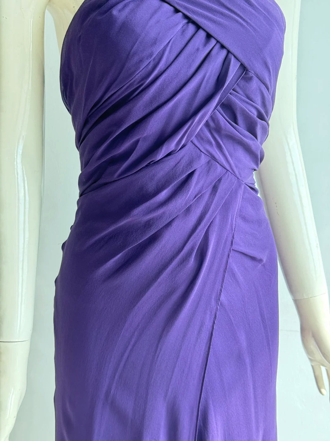 Charming Purple Cross Halter Neck Knot Ruched Chiffon Long Prom Dress Evening Dress P4853