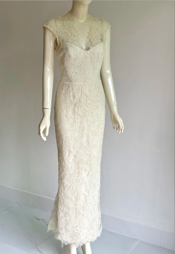Elegant White Lace Hip-Wrapped Mermaid Long Prom Dress Evening Dress P4855