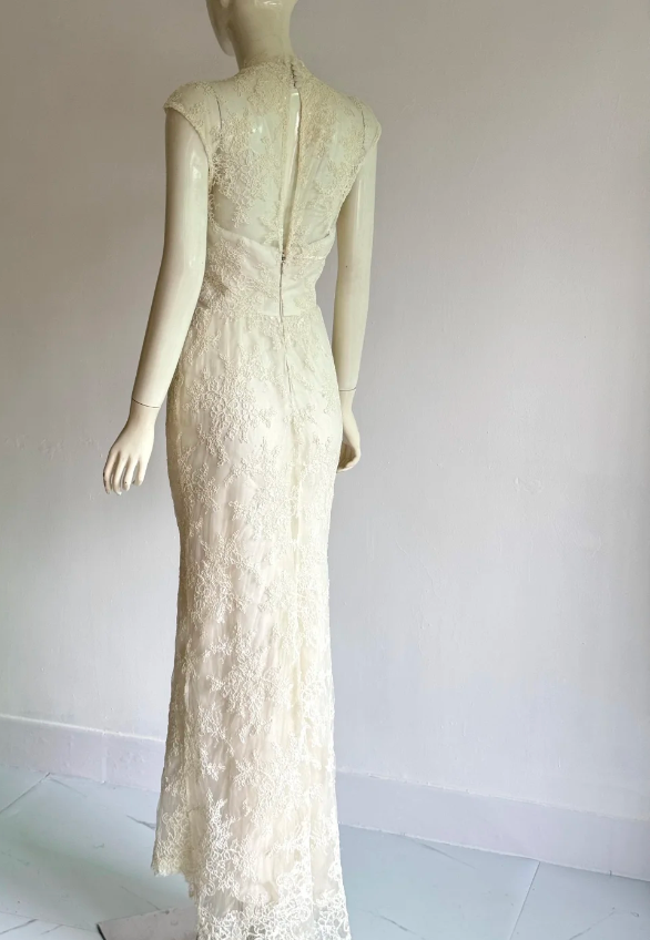 Elegant White Lace Hip-Wrapped Mermaid Long Prom Dress Evening Dress P4855