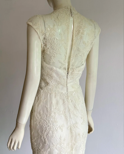 Elegant White Lace Hip-Wrapped Mermaid Long Prom Dress Evening Dress P4855