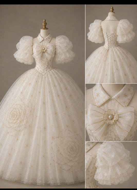 White Ball Gown Tulle Sweet 16 Dress  P5014