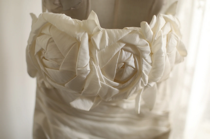 White strapless fitted waist vintage-style ball gown, evening gown gh7124