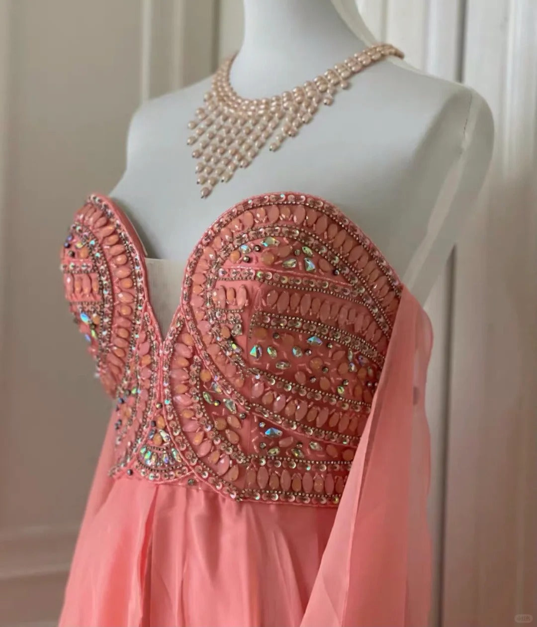 ✨Pink Fantasy Greek Goddess Long Chiffon Ball Gown Evening Gown gh4269