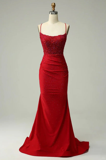 Blue/Green/Red Exquisite Shiny Elegant Satin Long Mermaid Fit Floor Length Ball Gown Evening Dress Prom Dress gh4202