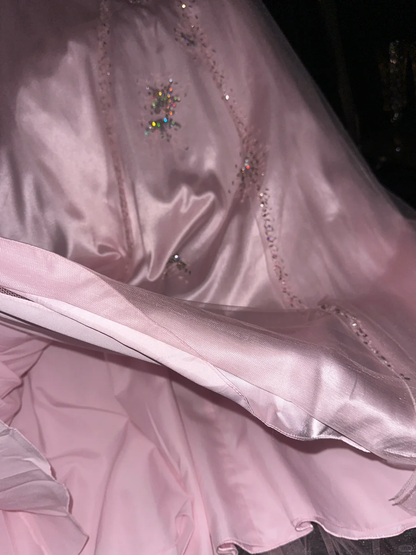 Pink One Shoulder Fashion Sparkling Elegant Beaded Long Tulle Ball Gown Evening Dress  gh4387